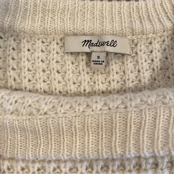 Madewell Oversized Chunky Knit Scoop Neck Pullover Sweater in Ivory - Picture 3 of 7